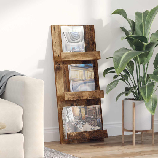 vidaXL Ράφι Περιοδικών Παλιό ξύλο 43 x 11 x 102 εκ Επεξεργασμένο ξύλο
