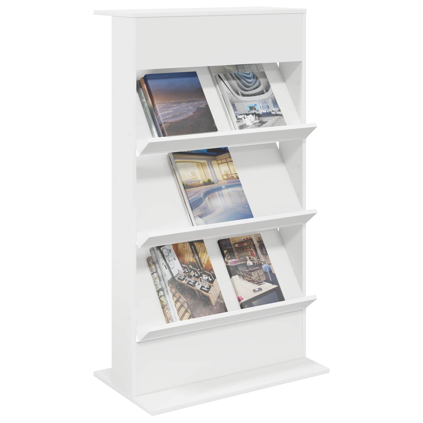 vidaXL Ράφι Περιοδικών Λευκό 70 x 41 x 126 εκ. Επεξεργασμένο ξύλο