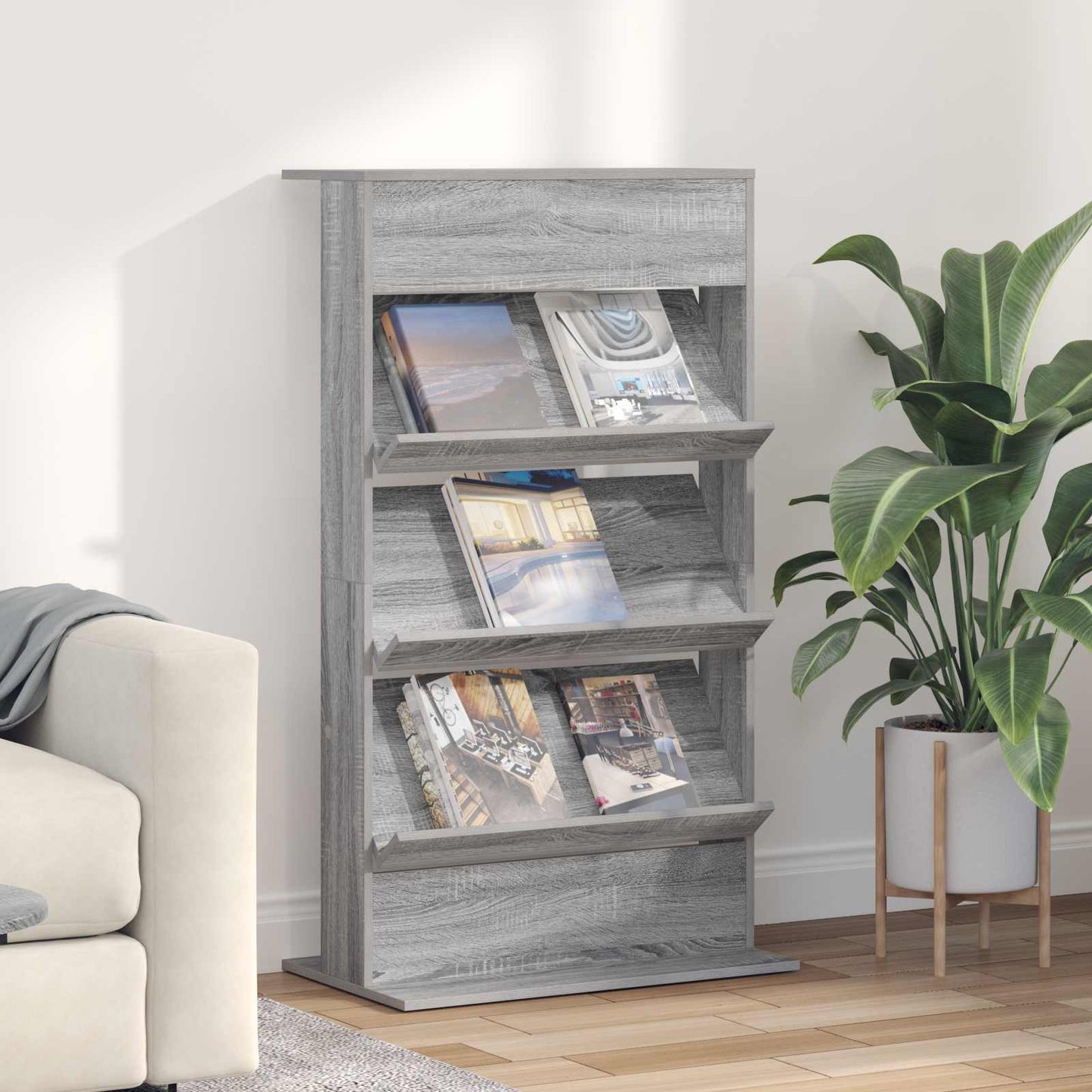 vidaXL Ράφι Περιοδικών με ράφι Γκρίζο Σονομα 70 x 41 x 126 εκ.