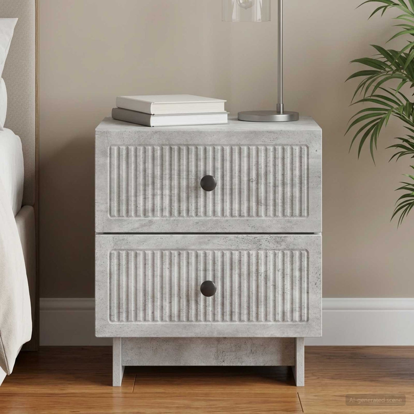 vidaXL Κομοδίνο με συρτάρι Γκρι Σκυροδέματος 43 x 34,5 x 47,5 εκ