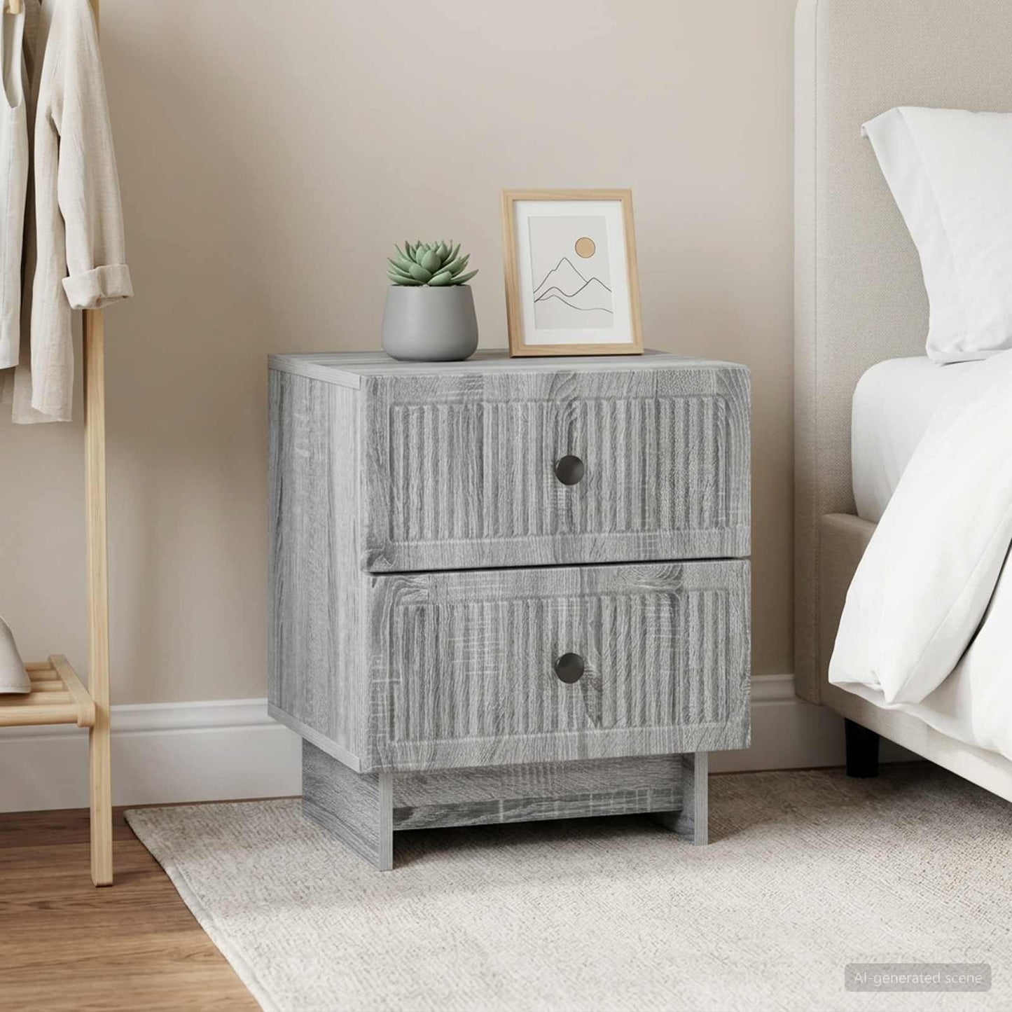 vidaXL Κομοδίνο 2 τμχ. Γκρι Sonoma 43 x 34,5 x 47,5 εκ