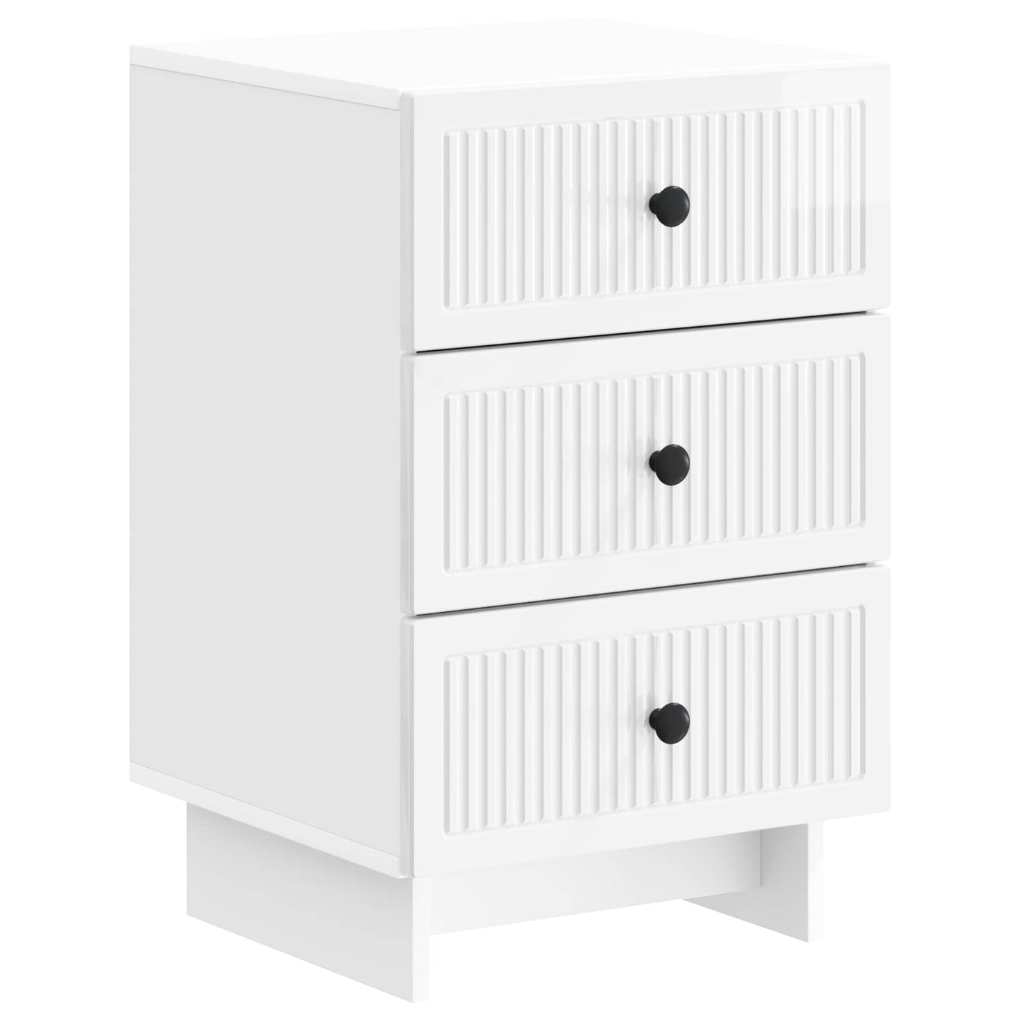 vidaXL Κομοδίνο Γυαλιστερό Λευκό 43 x 41 x 66,5 εκ. Επεξεργασμένο Ξύλο
