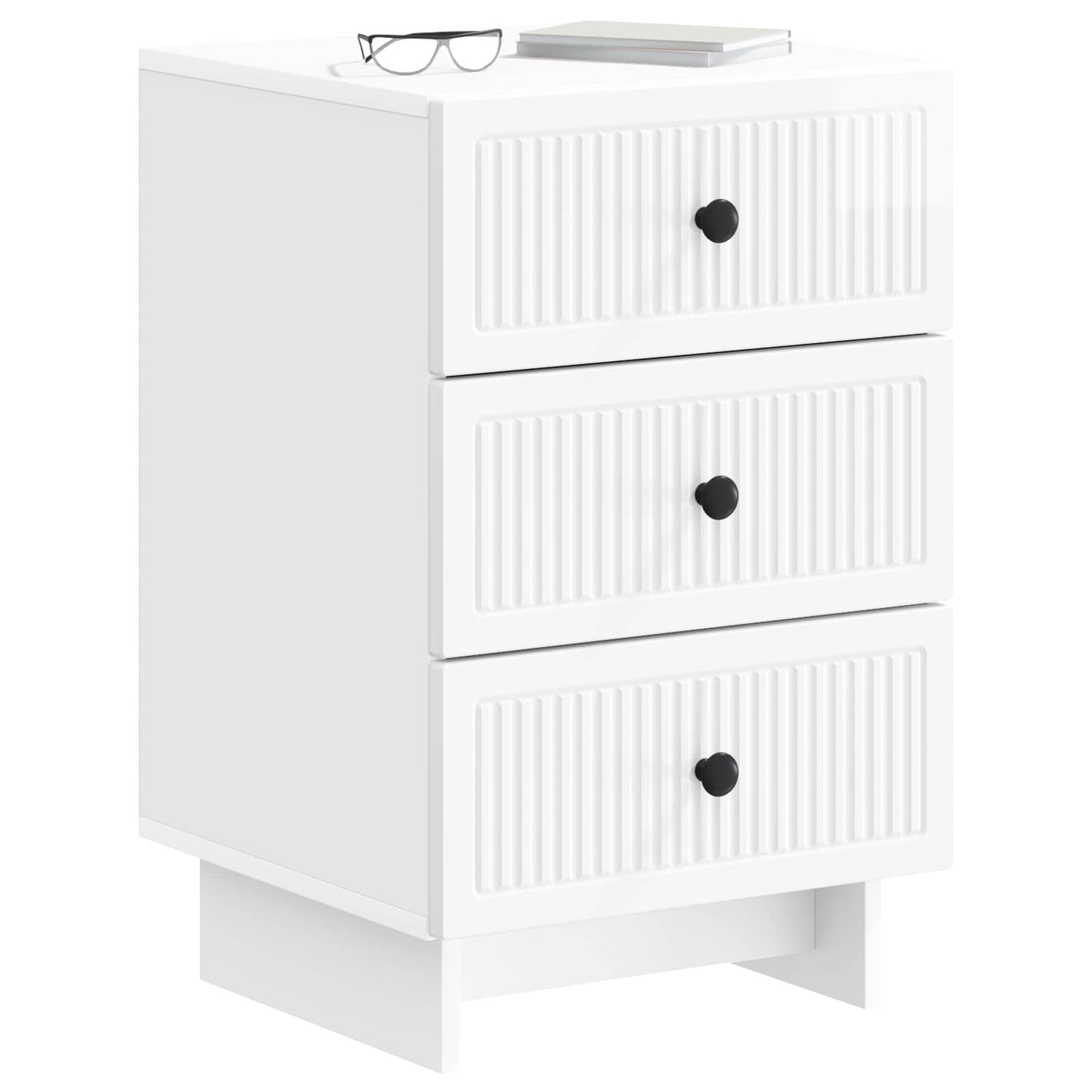 vidaXL Κομοδίνο Γυαλιστερό Λευκό 43 x 41 x 66,5 εκ. Επεξεργασμένο Ξύλο