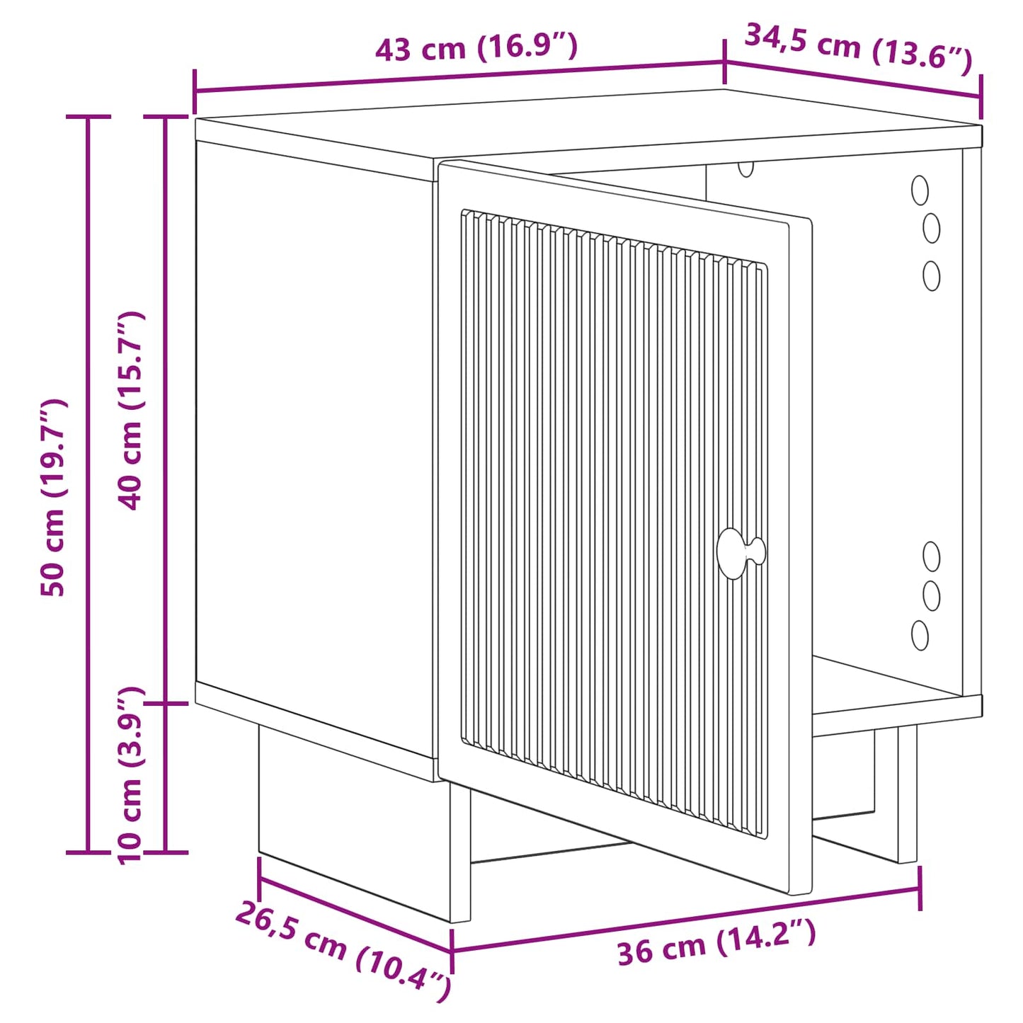 vidaXL Κομοδίνο Γκρι Σκυροδέματος 43 x 34,5 x 50 εκ Επεξεργασμένο Ξύλο