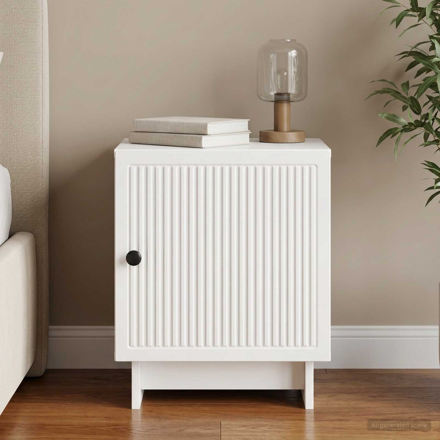 vidaXL Κομοδίνο Γυαλιστερό Λευκό 43 x 34,5 x 50 εκ Επεξεργασμένο Ξύλο