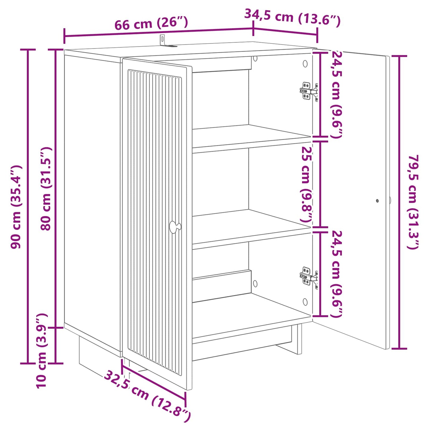 vidaXL Πλαϊνό γραφείο Γκρι Sonoma 66 x 34,5 x 90 εκ Επεξεργασμένο Ξύλο