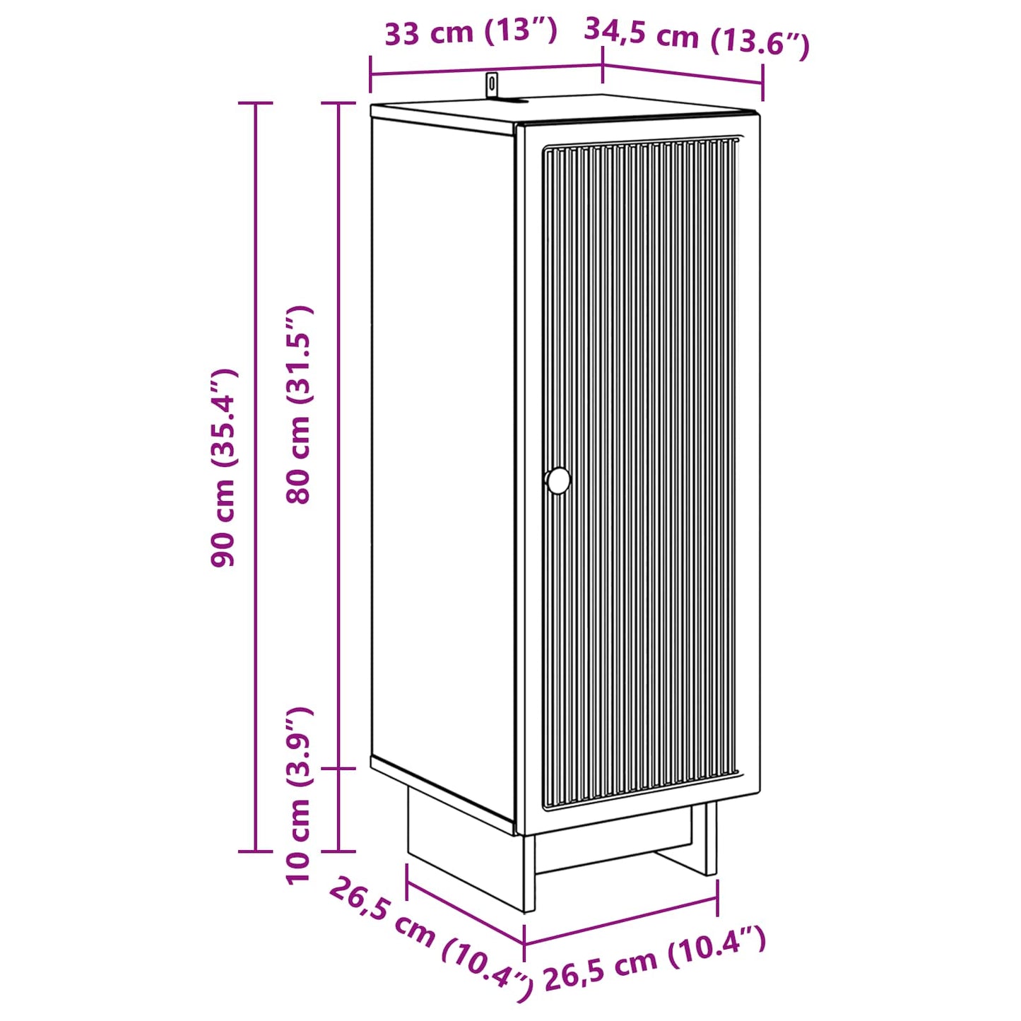 vidaXL Πλαϊνό γραφείο Παλαιωμένο ξύλο 33 x 34,5 x 90 εκ