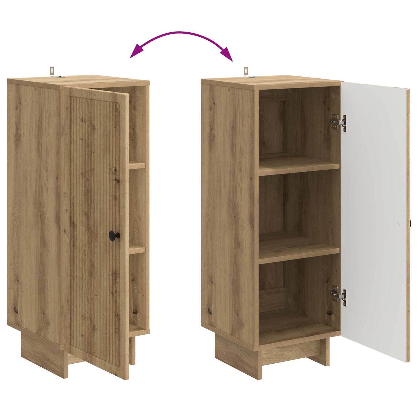 vidaXL Πλαϊνό γραφείο Artisan Δρυς 33 x 34,5 x 90 εκ