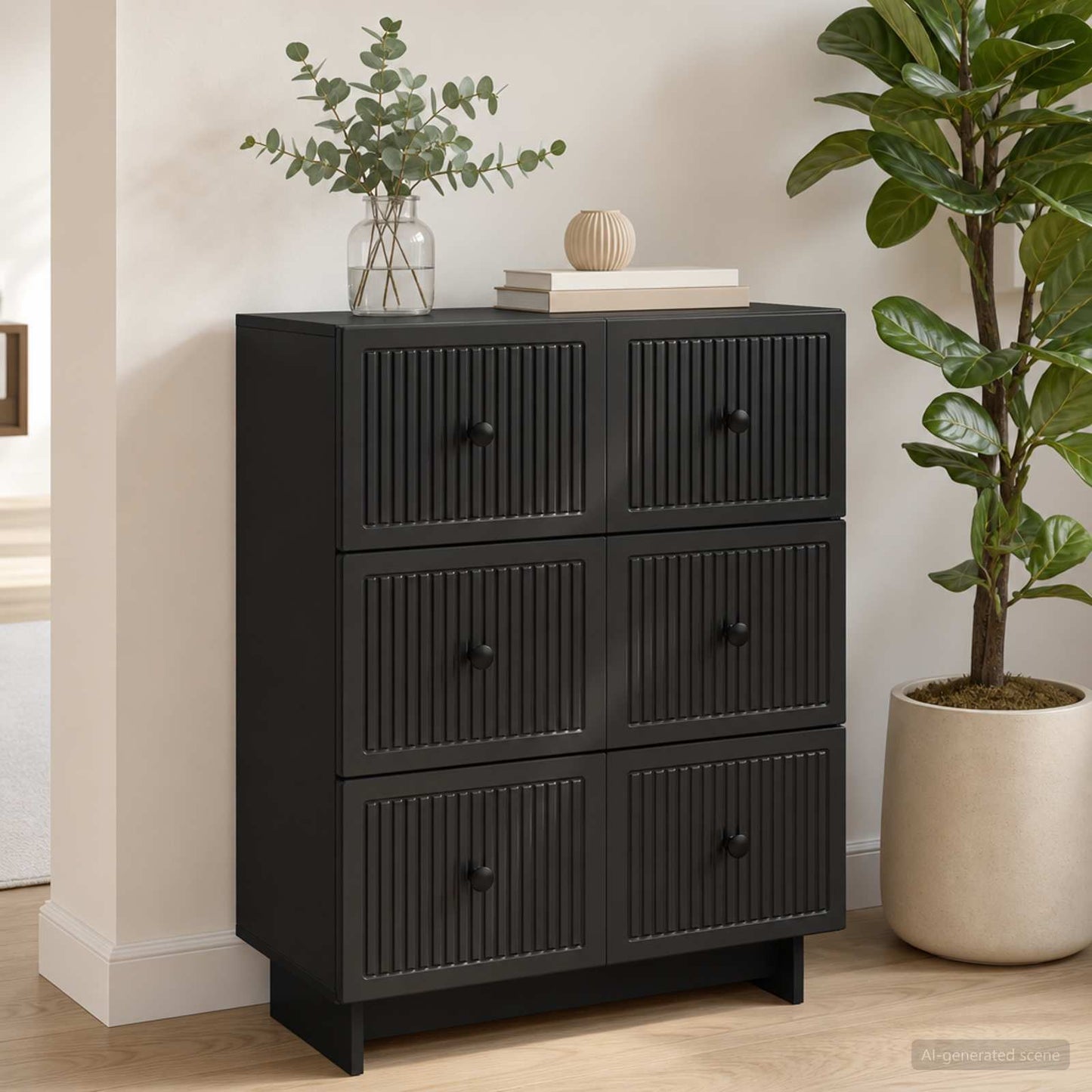 vidaXL Ντουλάπι με Συρτάρια 66 x 34,5 x 90 εκ Επεξεργασμένο Ξύλο Μαύρο