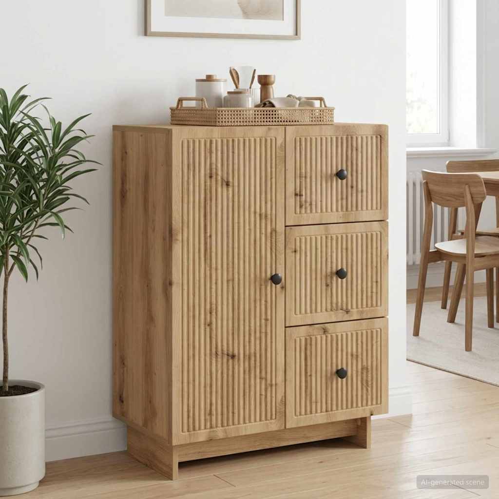 vidaXL Πλαϊνό γραφείο με συρτάρι Artisan Δρυς 66 x 34,5 x 90 εκ