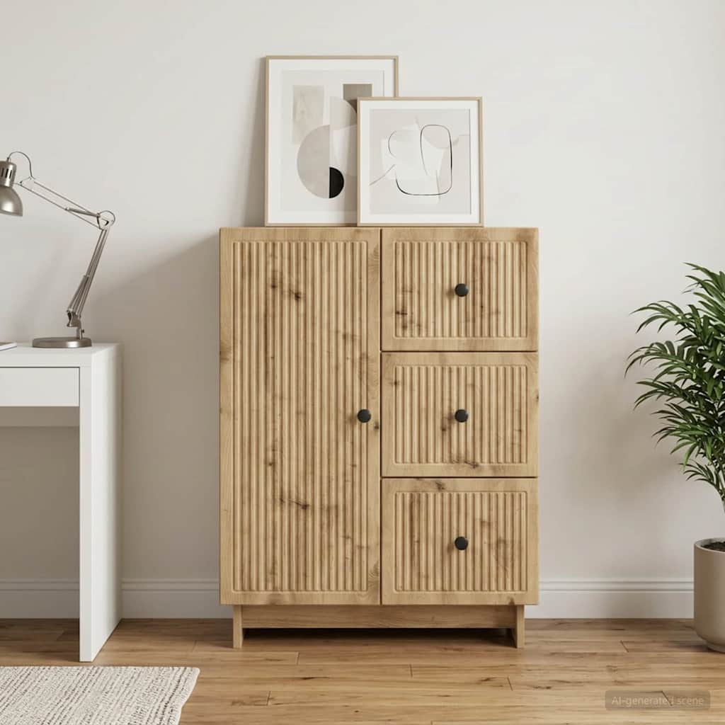 vidaXL Πλαϊνό γραφείο με συρτάρι Artisan Δρυς 66 x 34,5 x 90 εκ
