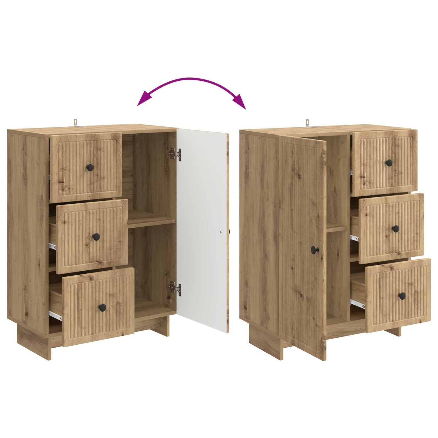 vidaXL Πλαϊνό γραφείο με συρτάρι Artisan Δρυς 66 x 34,5 x 90 εκ