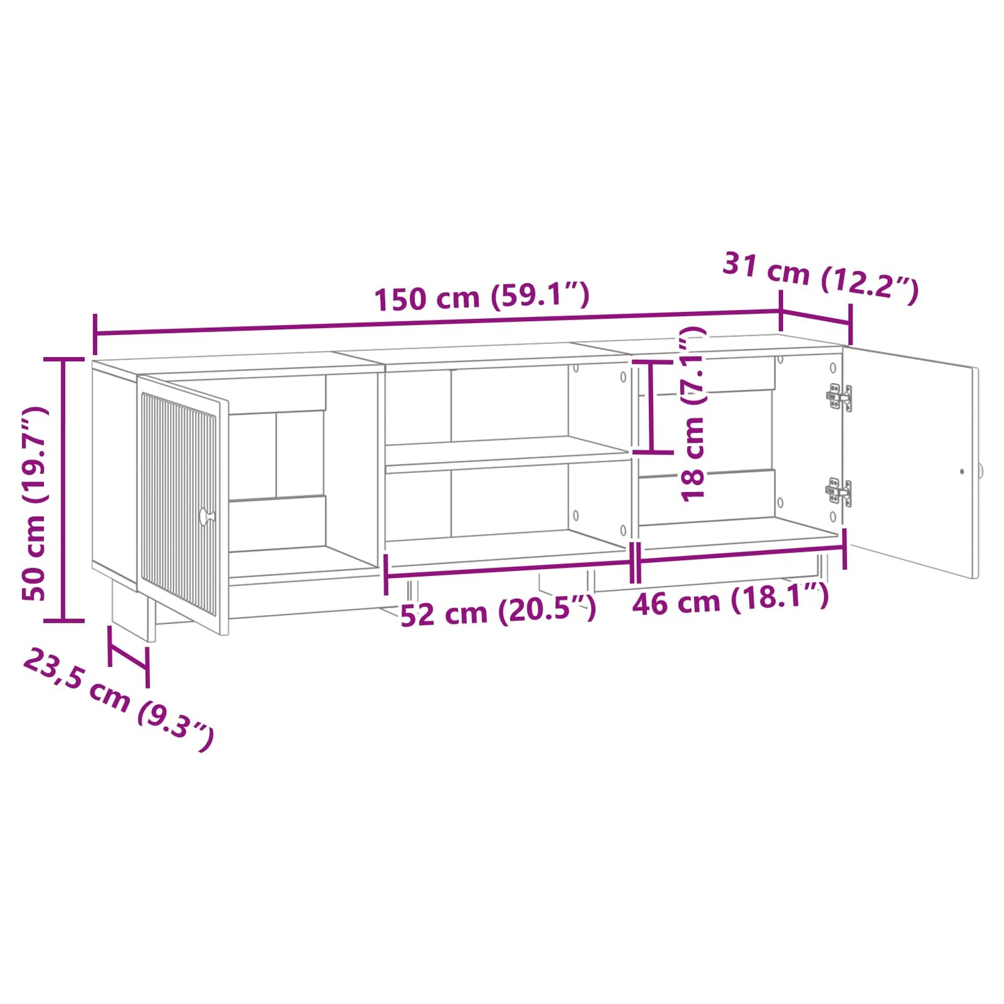 vidaXL Ντουλάπι TV Παλιό ξύλο 150 x 31 x 50 εκ.