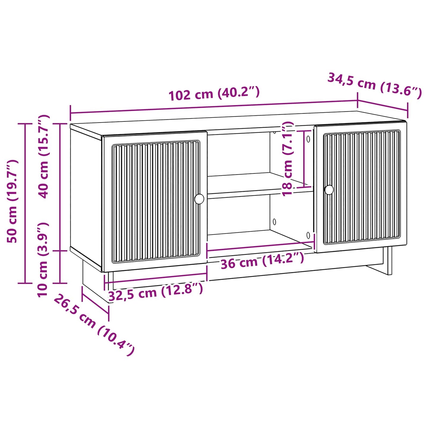 vidaXL Ντουλάπι TV 102 x 34,5 x 50 εκ. Καπνισμένο Ξύλο Δρυός