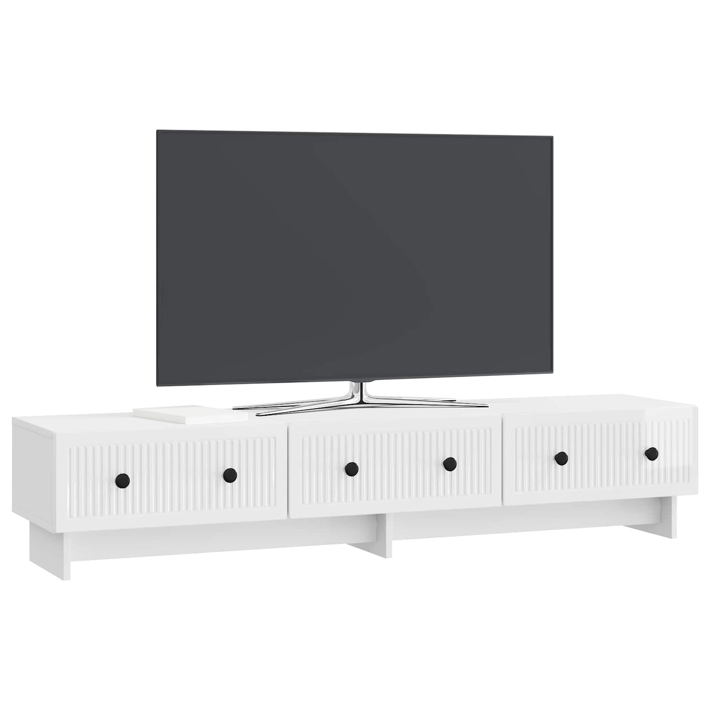 vidaXL Ντουλάπι TV με συρτάρι Γυαλιστερό Λευκό 147 x 34,5 x 30 εκ