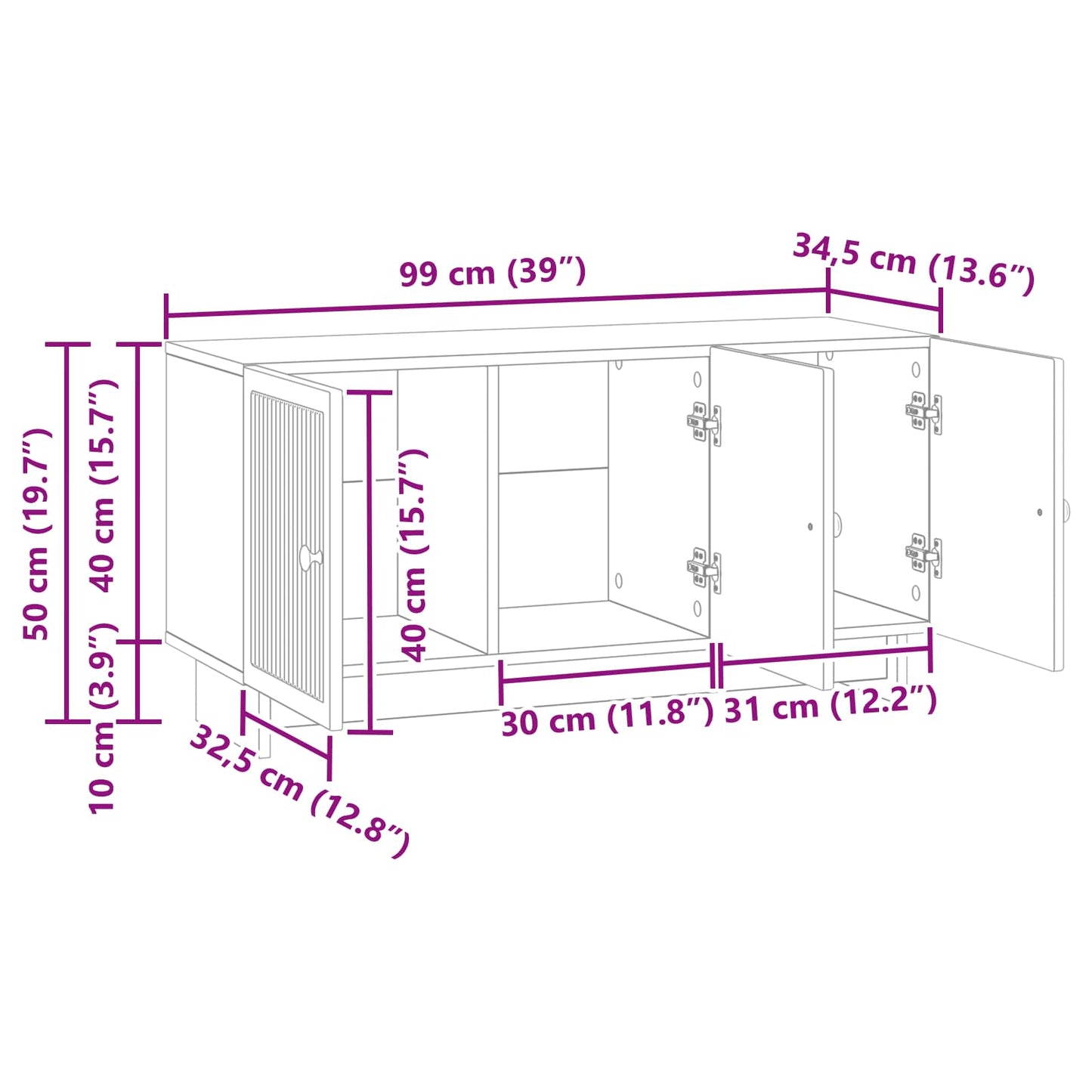 vidaXL Ντουλάπι TV Γκρι Σκυροδέματος 99 x 34,5 x 50 εκ.