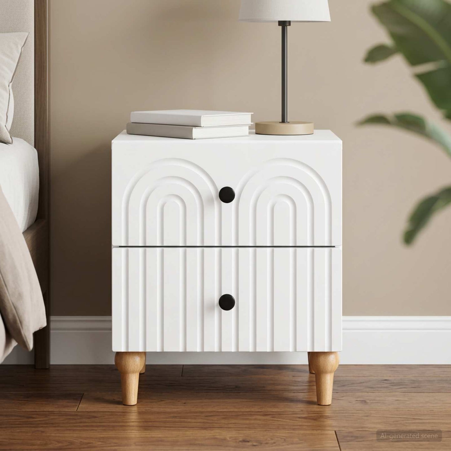 vidaXL Κομοδίνο με συρτάρι Λευκό 43 x 34,5 x 48 εκ Επεξεργασμένο Ξύλο