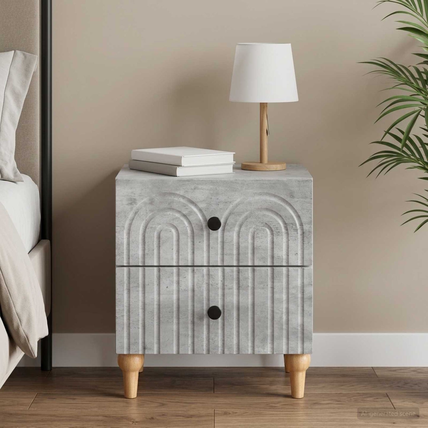 vidaXL Κομοδίνο Γκρι Σκυροδέματος 43 x 34,5 x 48 εκ Επεξεργασμένο Ξύλο