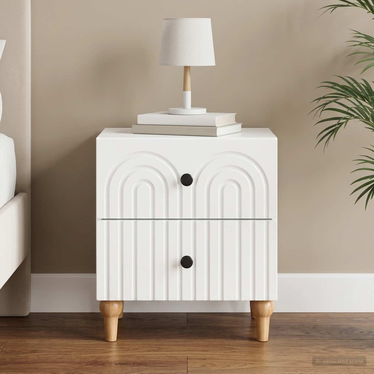 vidaXL Κομοδίνο Γυαλιστερό Λευκό 43 x 34,5 x 48 εκ Επεξεργασμένο Ξύλο