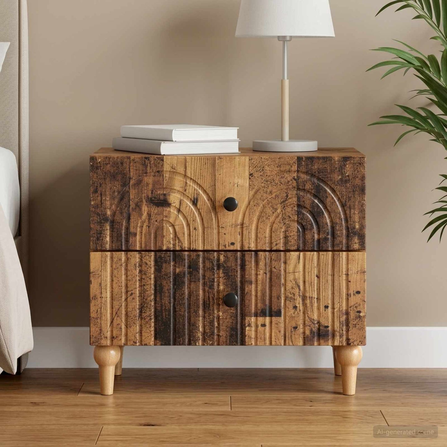 vidaXL Κομοδίνο Παλαιωμένο ξύλο 62 x 34,5 x 48 εκ Επεξεργασμένο Ξύλο