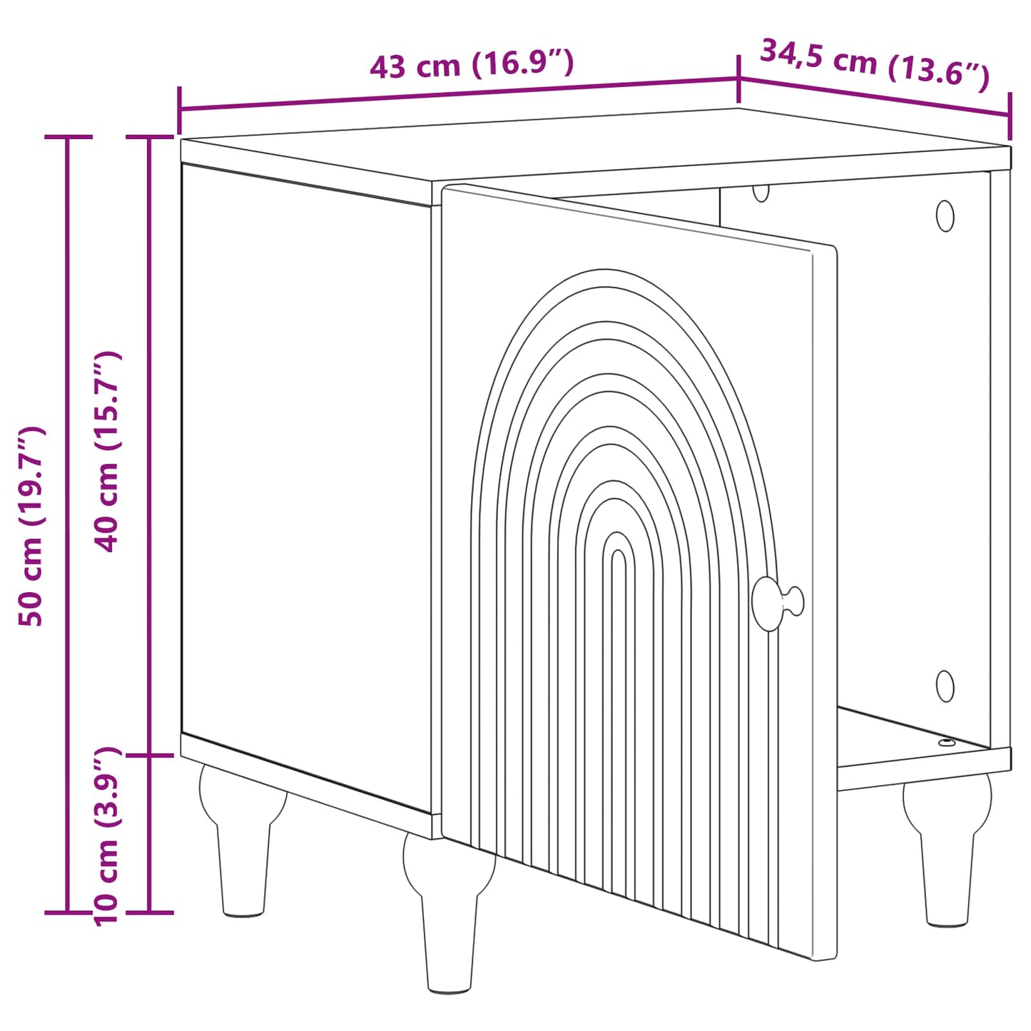 vidaXL Κομοδίνο Γκρι Σκυροδέματος 43 x 34,5 x 50 εκ Επεξεργασμένο Ξύλο