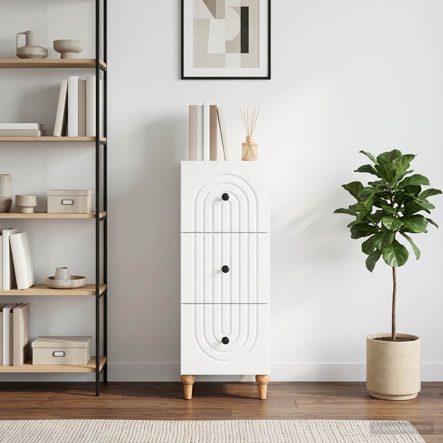 vidaXL Ντουλάπι με Συρτάρια Λευκό 33 x 34,5 x 90 εκ Επεξεργασμένο Ξύλο