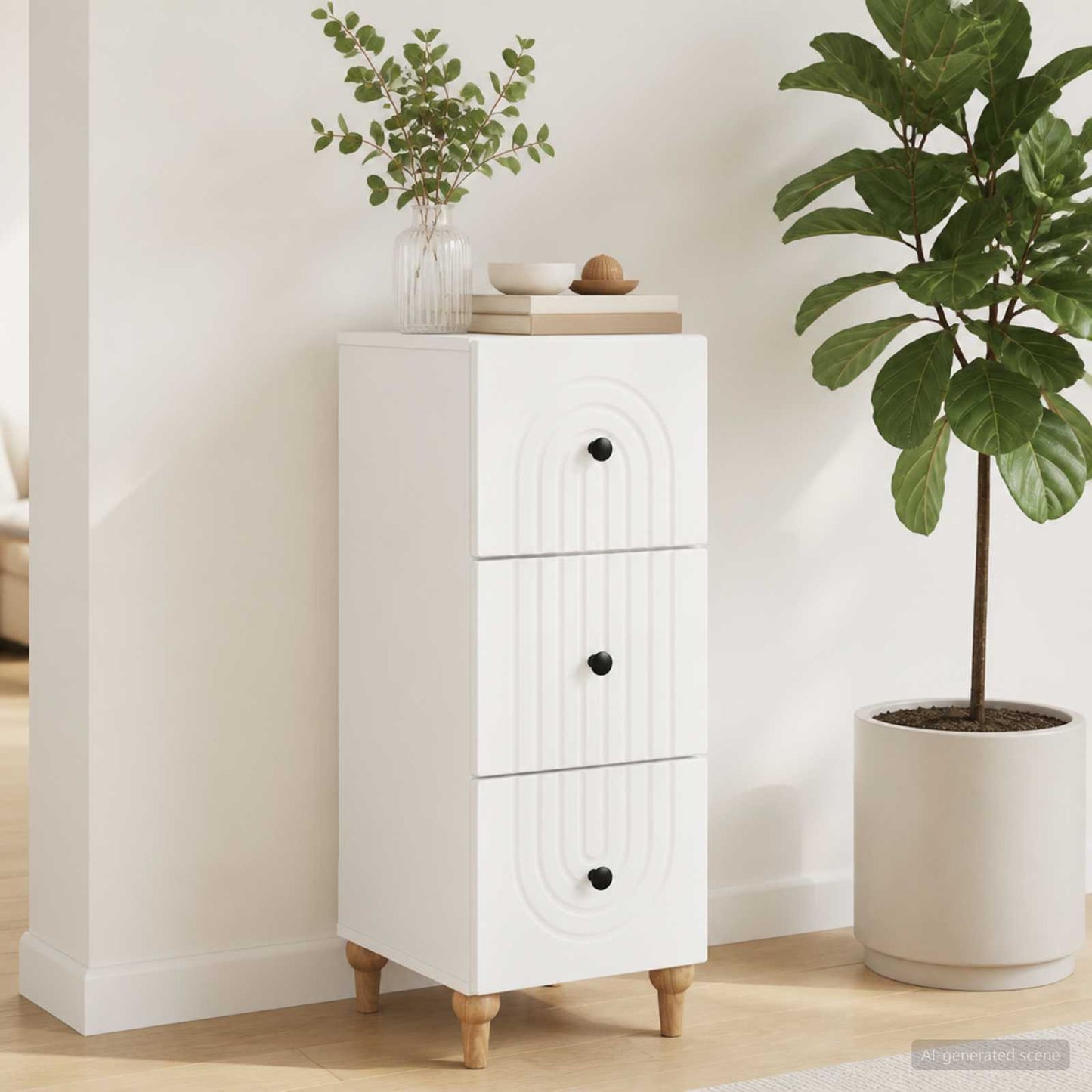 vidaXL Ντουλάπι με Συρτάρια Λευκό 33 x 34,5 x 90 εκ Επεξεργασμένο Ξύλο