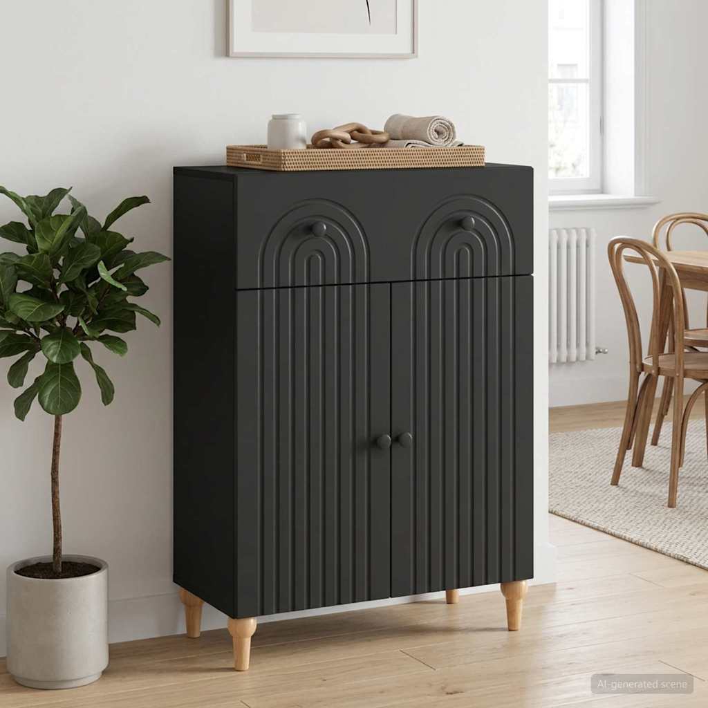 vidaXL Πλαϊνό γραφείο Μαύρο 66 x 34,5 x 90 εκ Επεξεργασμένο Ξύλο