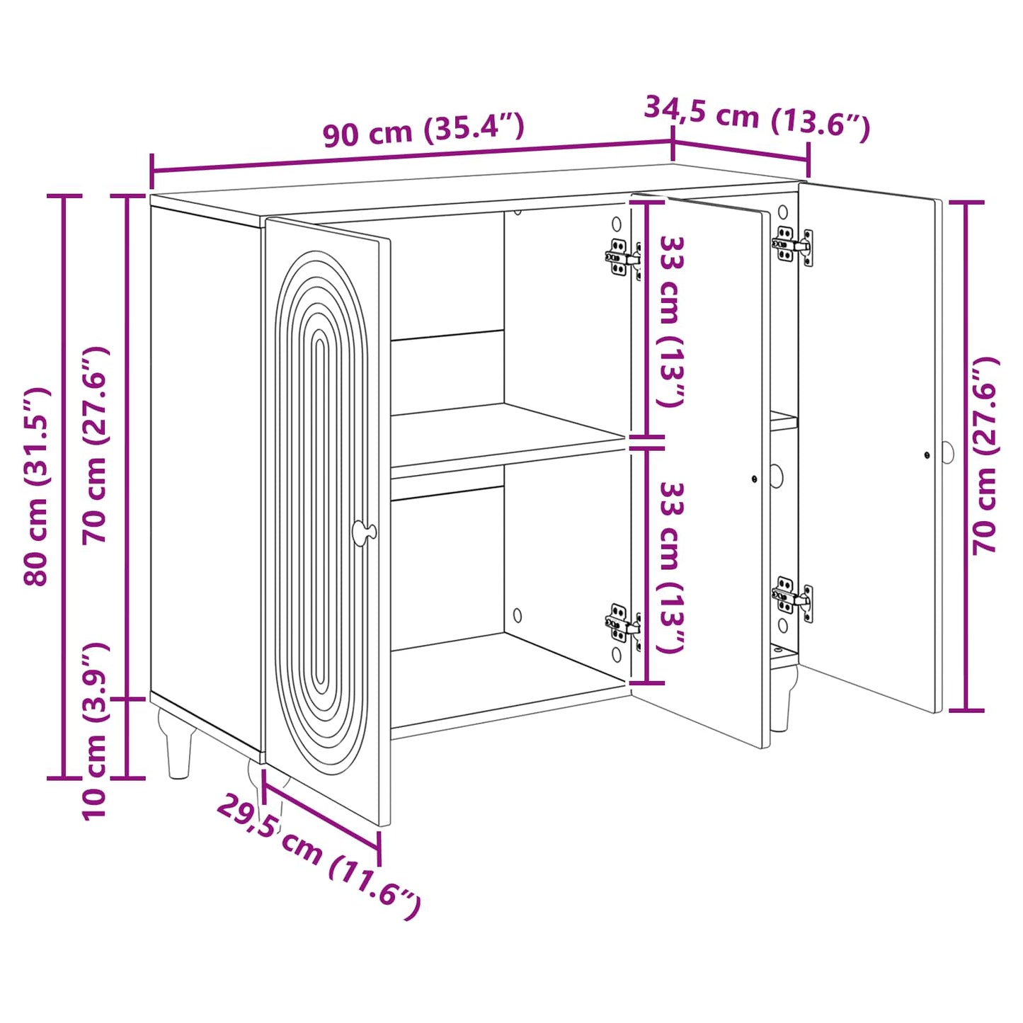 vidaXL Πλαϊνό γραφείο Sonoma Δρυς 89 x 34,5 x 80 εκ Επεξεργασμένο Ξύλο