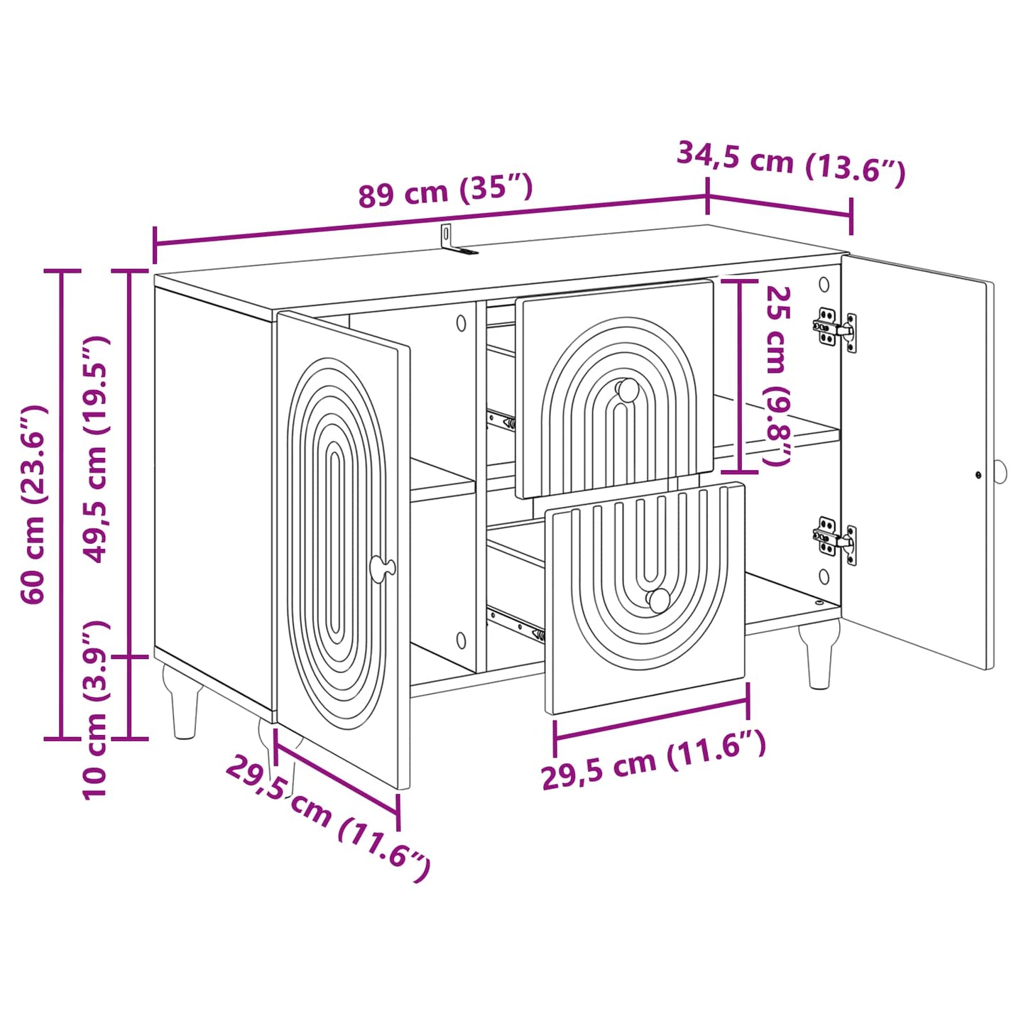 vidaXL Ντουλάπι TV με συρτάρι Γκρι Σκυροδέματος 89 x 34,5 x 60 εκ.