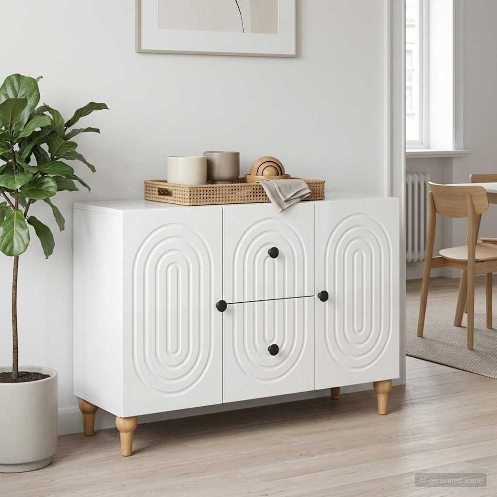 vidaXL Ντουλάπι TV με συρτάρι Γυαλιστερό Λευκό 89 x 34,5 x 60 εκ.