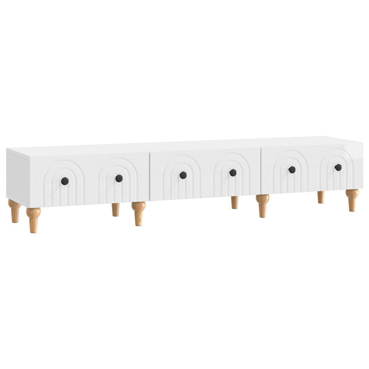 vidaXL Ντουλάπι TV με συρτάρι Γυαλιστερό Λευκό 147 x 34,5 x 30 εκ