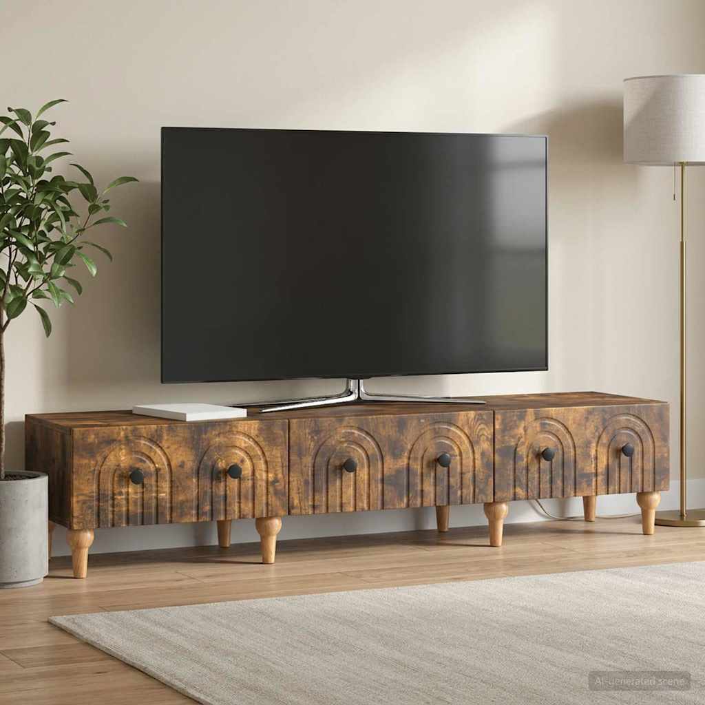 vidaXL Ντουλάπι TV με συρτάρι Καπνισμένο Ξύλο Δρυός 147 x 34,5 x 30 εκ