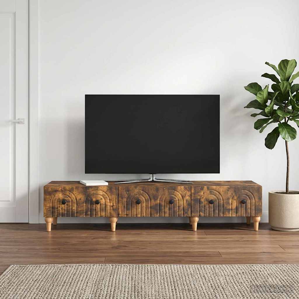 vidaXL Ντουλάπι TV με συρτάρι Καπνισμένο Ξύλο Δρυός 147 x 34,5 x 30 εκ