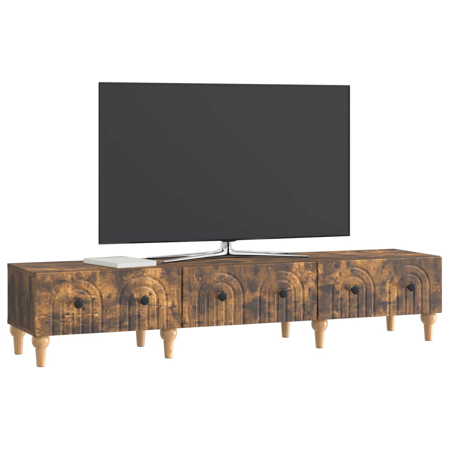 vidaXL Ντουλάπι TV με συρτάρι Καπνισμένο Ξύλο Δρυός 147 x 34,5 x 30 εκ