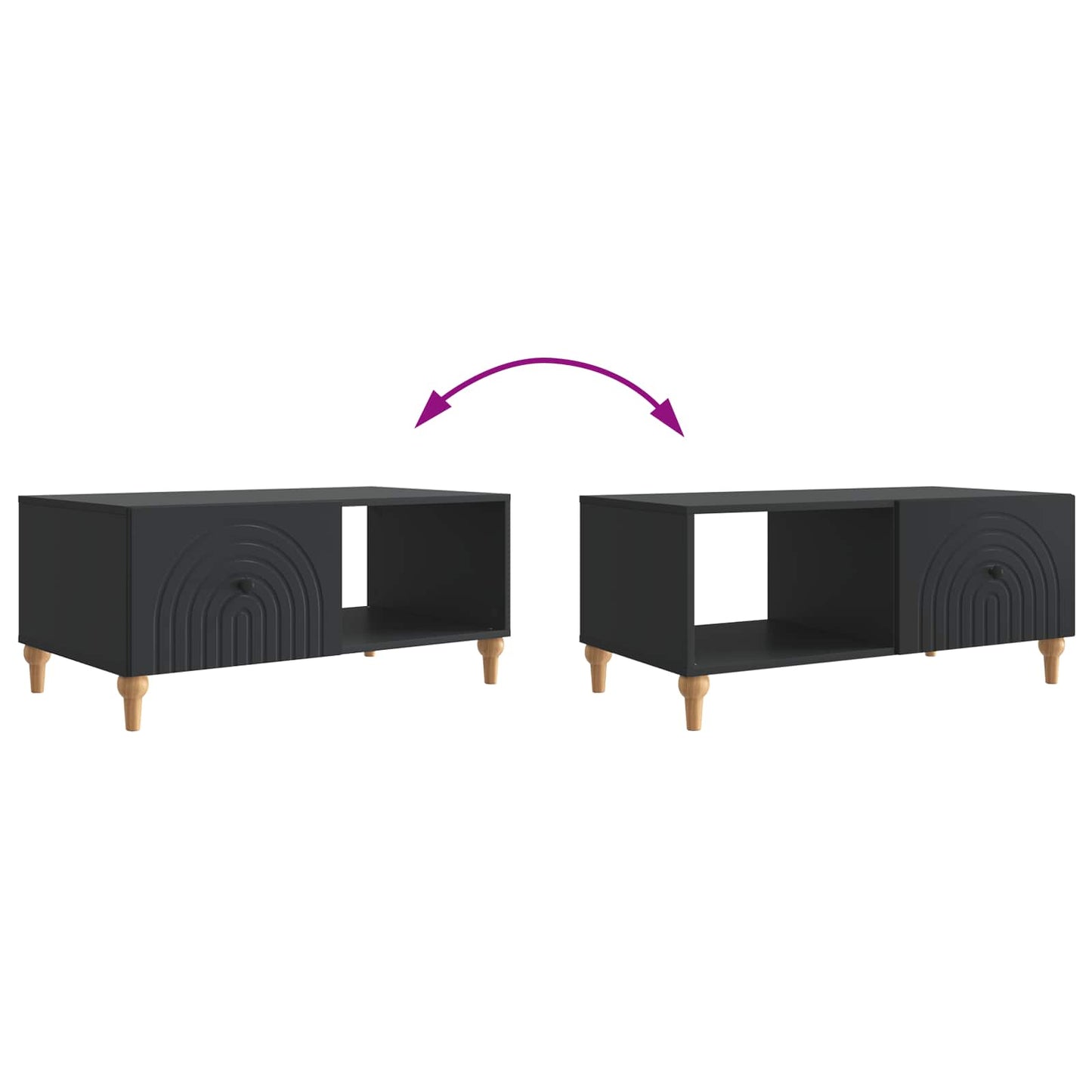 vidaXL Τραπεζάκι σαλονιού Μαύρο 90 x 50 x 40 cm Επεξεργασμένο Ξύλο
