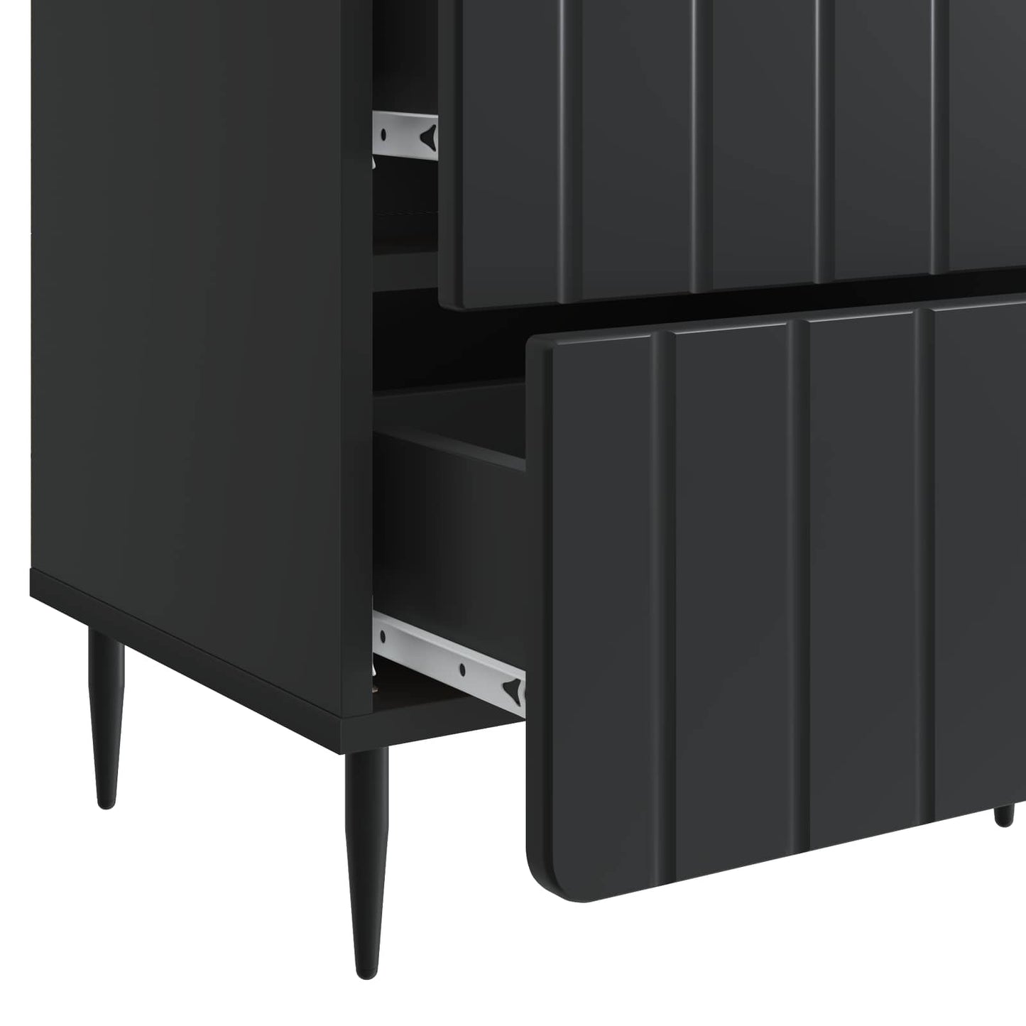 vidaXL Κομοδίνο 2 τμχ. Μαύρο 43 x 34,5 x 49,5 εκ Επεξεργασμένο Ξύλο