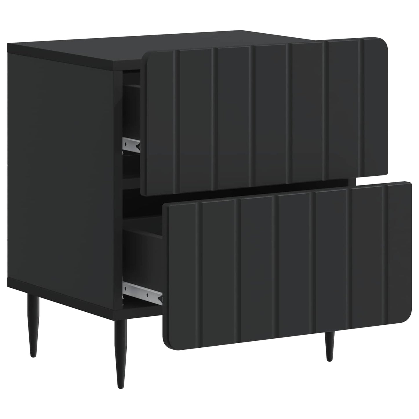 vidaXL Κομοδίνο 2 τμχ. Μαύρο 43 x 34,5 x 49,5 εκ Επεξεργασμένο Ξύλο