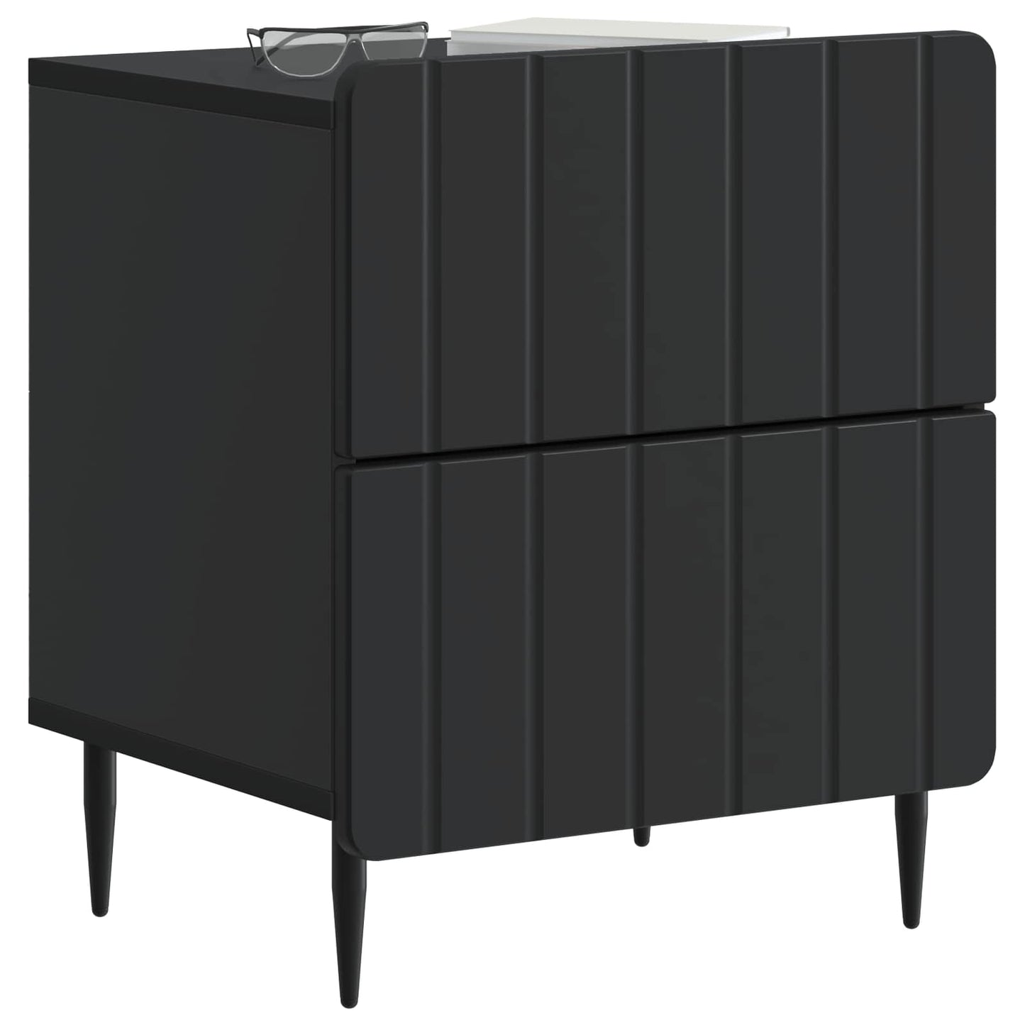 vidaXL Κομοδίνο 2 τμχ. Μαύρο 43 x 34,5 x 49,5 εκ Επεξεργασμένο Ξύλο