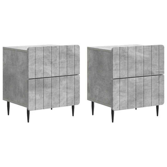 vidaXL Κομοδίνο 2 τμχ. Γκρι Σκυροδέματος 43 x 34,5 x 49,5 εκ