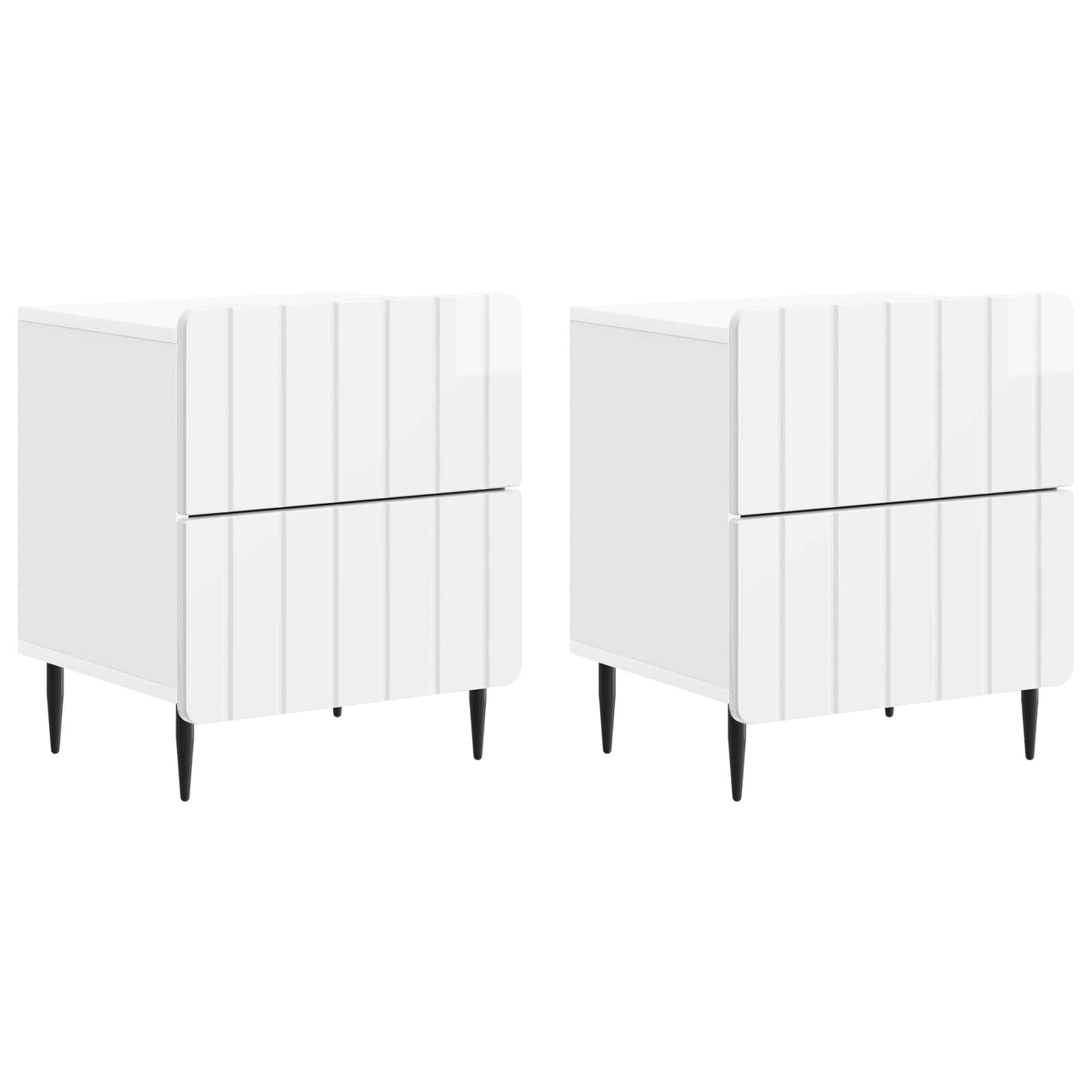 vidaXL Κομοδίνο 2 τμχ. Γυαλιστερό Λευκό 43 x 34,5 x 49,5 εκ