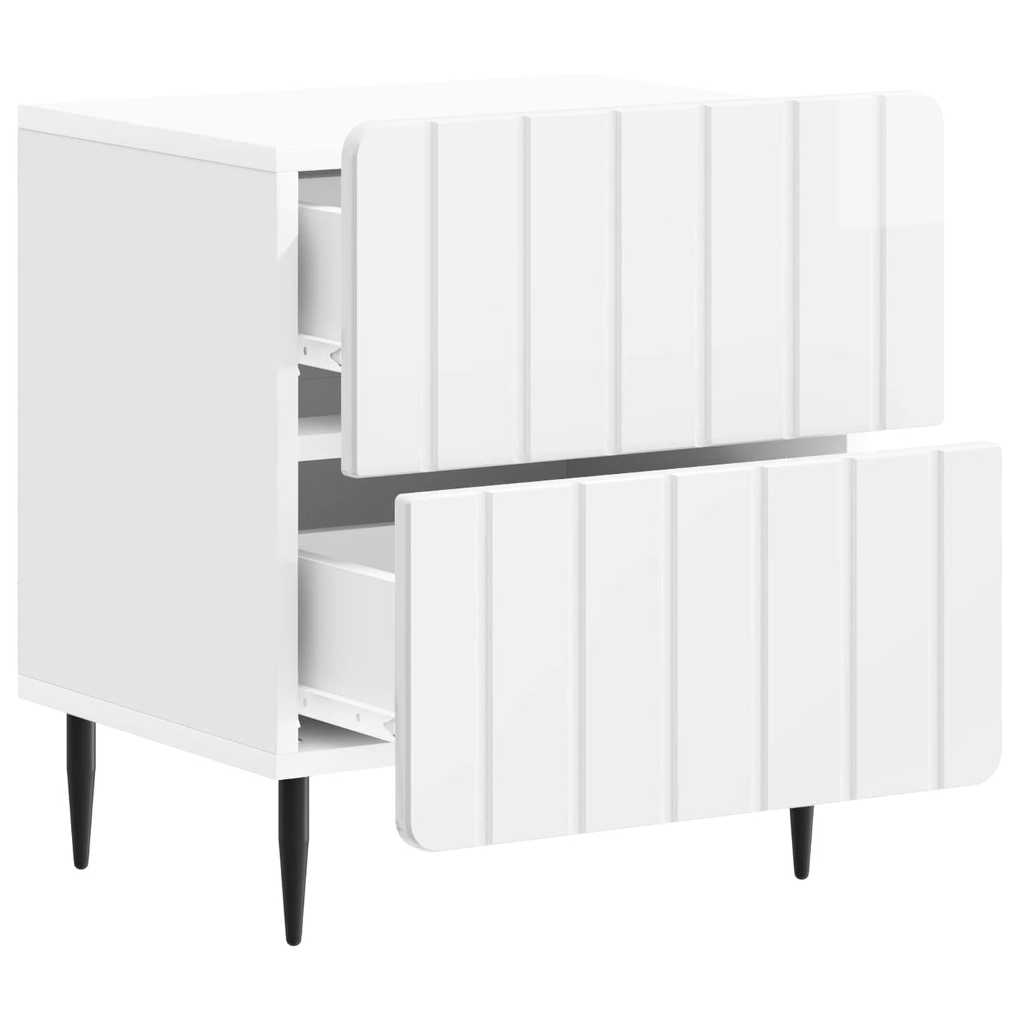 vidaXL Κομοδίνο 2 τμχ. Γυαλιστερό Λευκό 43 x 34,5 x 49,5 εκ
