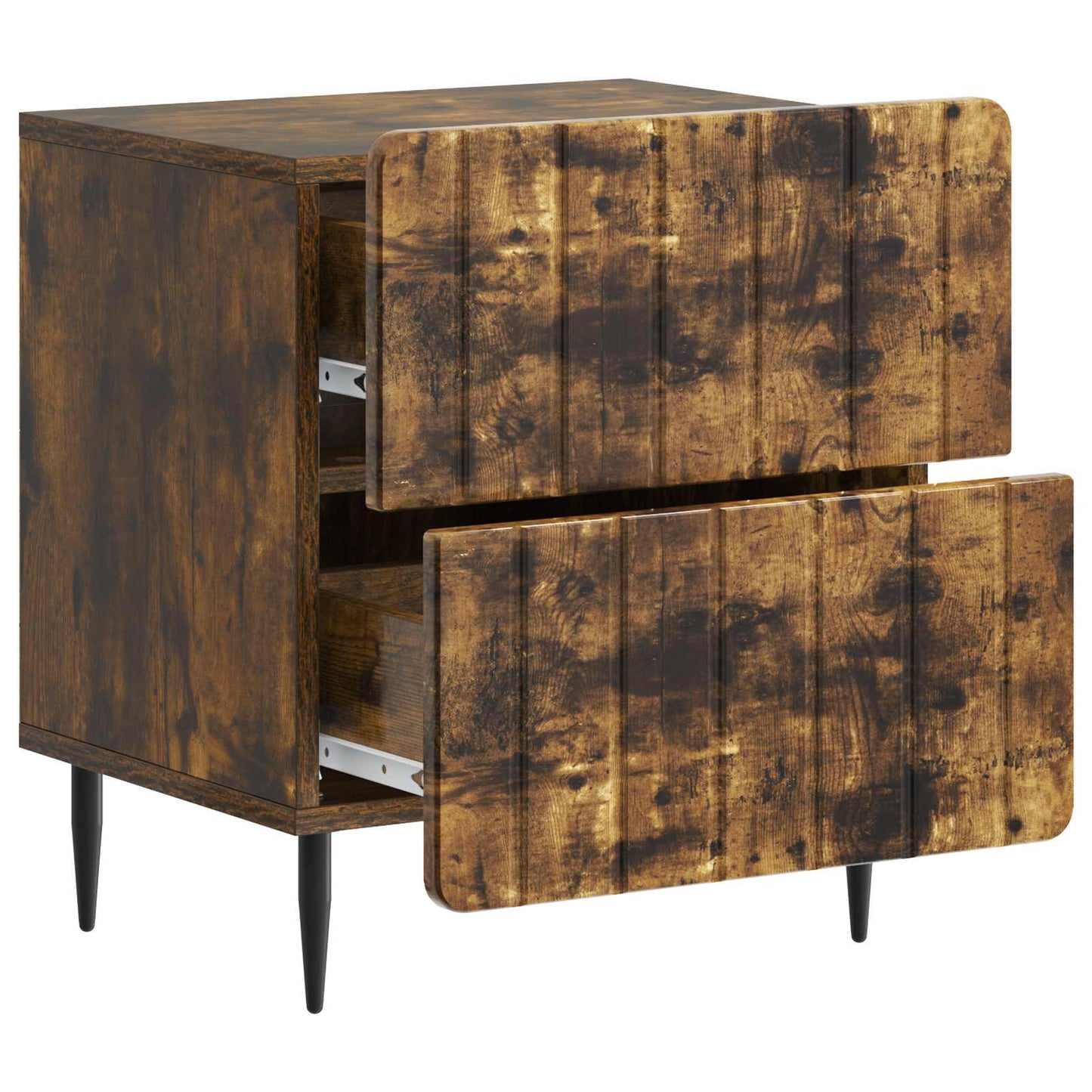 vidaXL Κομοδίνο 2 τμχ. Καπνισμένο Ξύλο Δρυός 43 x 34,5 x 49,5 εκ