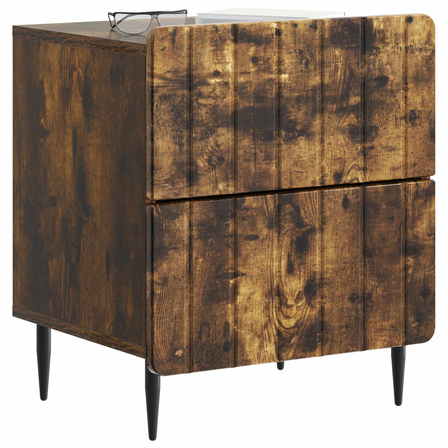 vidaXL Κομοδίνο 2 τμχ. Καπνισμένο Ξύλο Δρυός 43 x 34,5 x 49,5 εκ