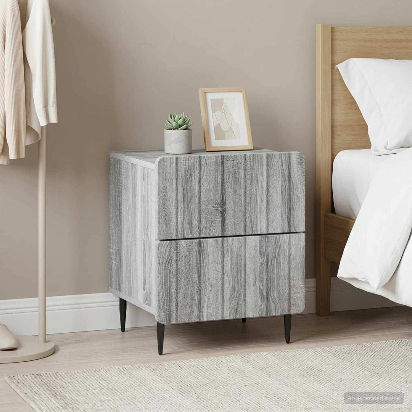 vidaXL Κομοδίνο 2 τμχ. Γκρι Sonoma 43 x 34,5 x 49,5 εκ
