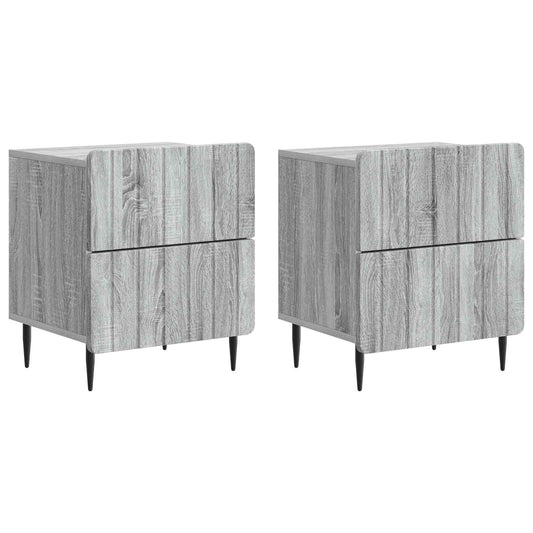 vidaXL Κομοδίνο 2 τμχ. Γκρι Sonoma 43 x 34,5 x 49,5 εκ