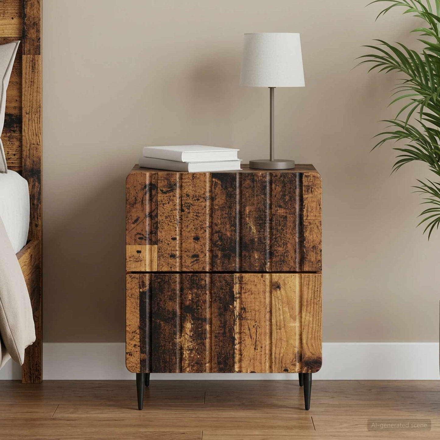 vidaXL Κομοδίνο Παλαιωμένο ξύλο 43 x 34,5 x 49,5 εκ Επεξεργασμένο Ξύλο