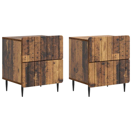 vidaXL Κομοδίνο 2 τμχ. Παλαιωμένο ξύλο 43 x 34,5 x 49,5 εκ