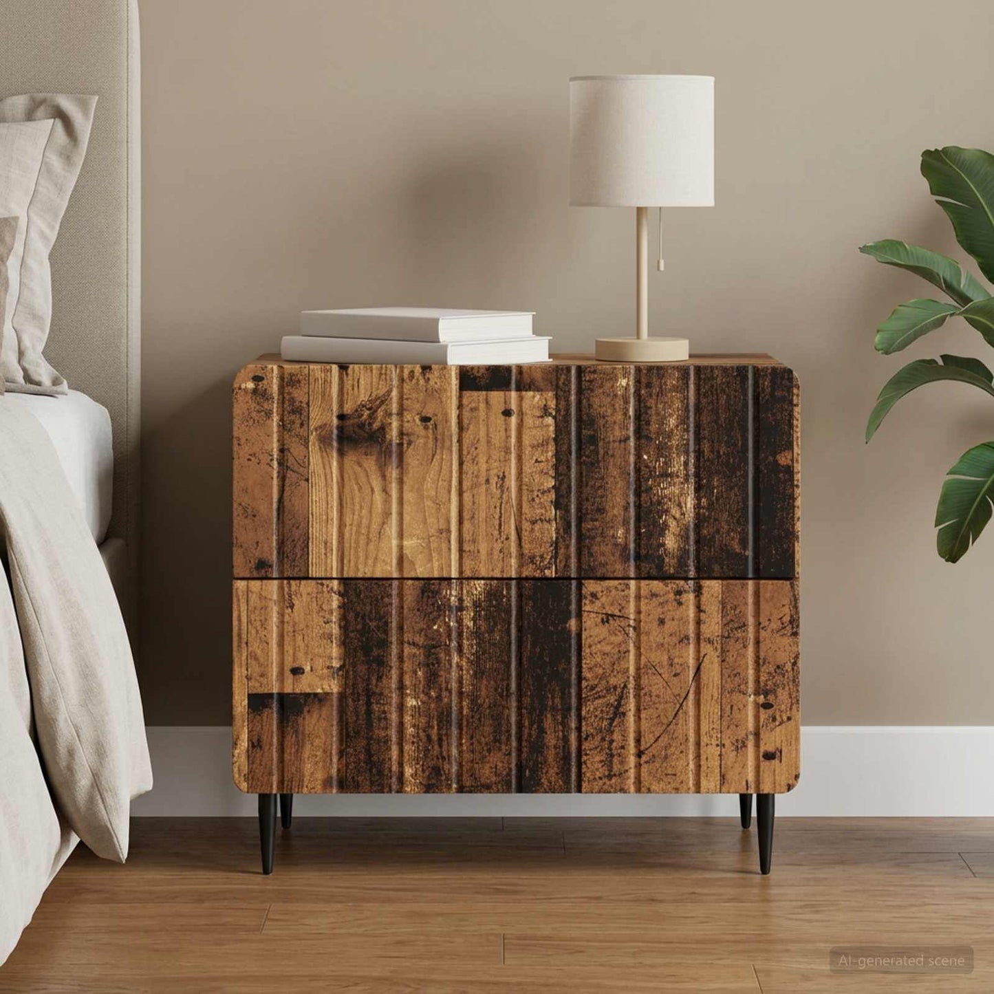 vidaXL Κομοδίνο με συρτάρι Παλαιωμένο ξύλο 62 x 34,5 x 49,5 εκ.