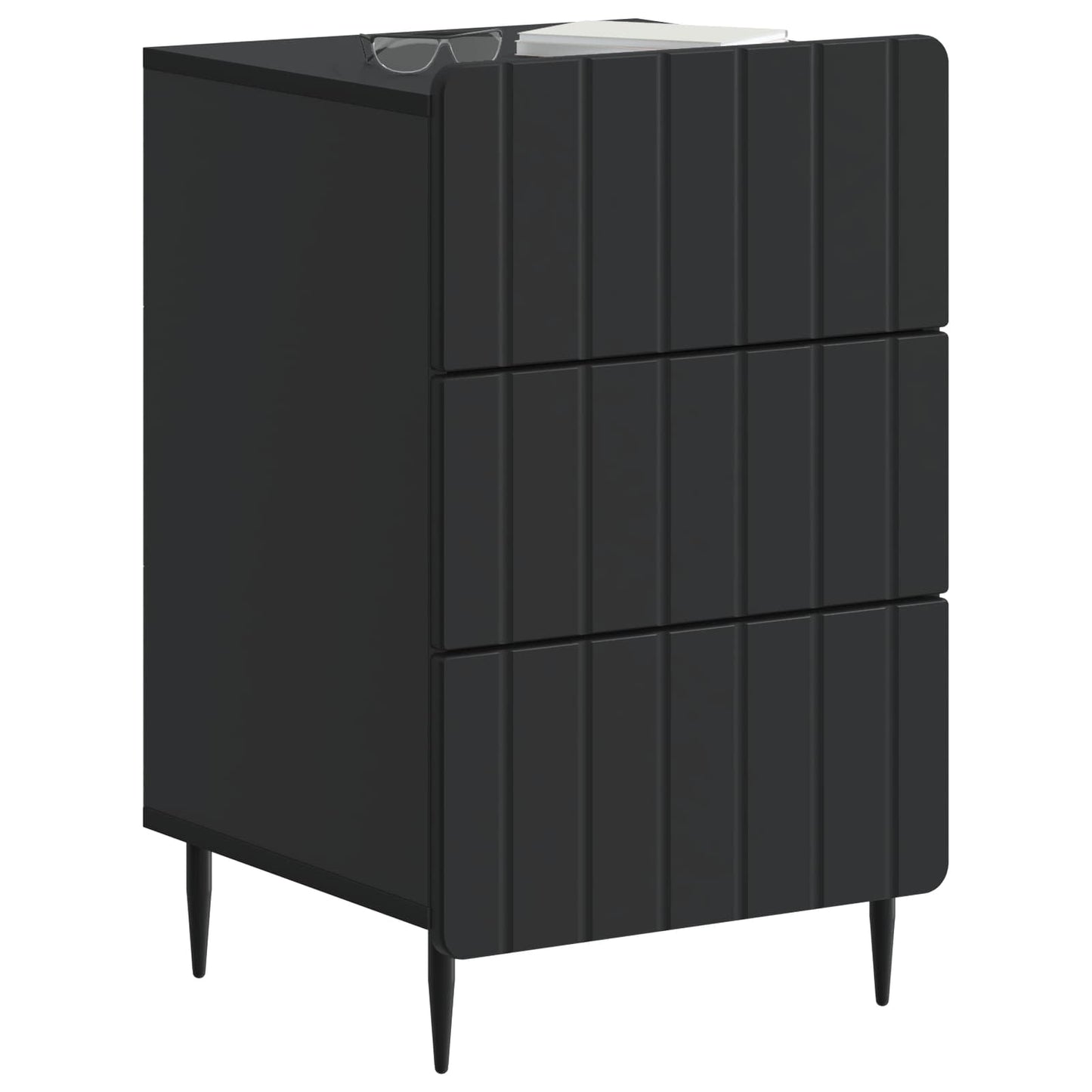 vidaXL Κομοδίνο με συρτάρι Μαύρο 43x 41 x 68 εκ Επεξεργασμένο Ξύλο